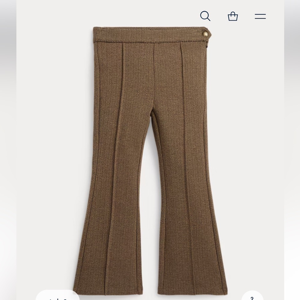 Polo Ralph Lauren Herringbone Jacquard Flare Pant Girls Tan Court Brown Size 3